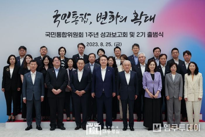 8월 25일 윤석열 대통령은 국민통합위원회 1주년 성과보고회 및 2기 출범식에 참석했다.