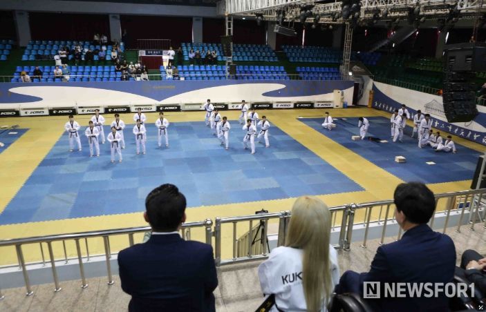 국기원 태권도시범단이 화려한 고난도 시범을 선보이고 있다.