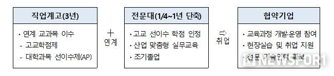 고교–전문대학–기업 연계 구조